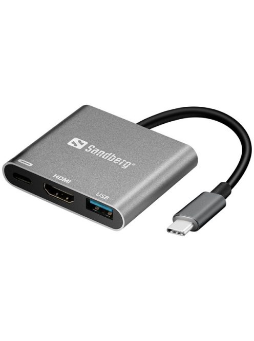 SANDBERG USB-C dokkoló, USB-C Mini Dock HDMI+USB