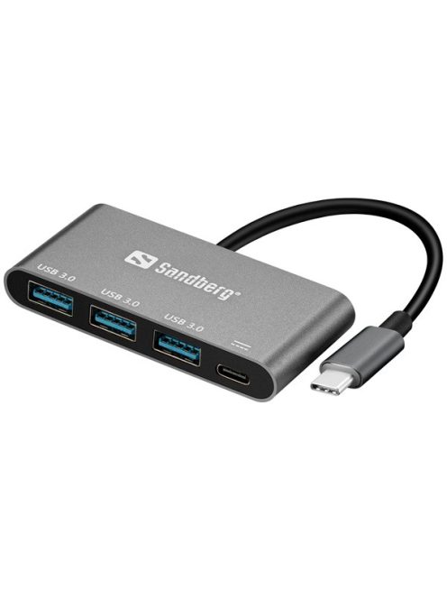 SANDBERG USB-C tartozék, USB-C to 3xUSB 3.0 Hub + PD