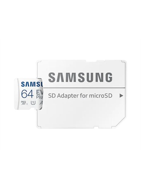 SAMSUNG Memóriakártya, EVO Plus microSD kártya (2021) 64GB, CLASS 10, UHS-1, U1, V10, A1, + Adapter, R130/W