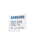 SAMSUNG Memóriakártya, EVO Plus microSD kártya (2021) 512GB, CLASS 10, UHS-1, U3, V30, A2, + Adapter, R130/W
