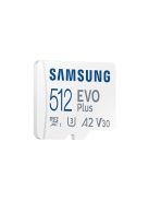 SAMSUNG Memóriakártya, EVO Plus microSD kártya (2021) 512GB, CLASS 10, UHS-1, U3, V30, A2, + Adapter, R130/W