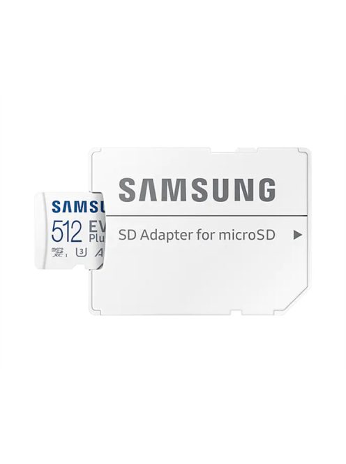 SAMSUNG Memóriakártya, EVO Plus microSD kártya (2021) 512GB, CLASS 10, UHS-1, U3, V30, A2, + Adapter, R130/W