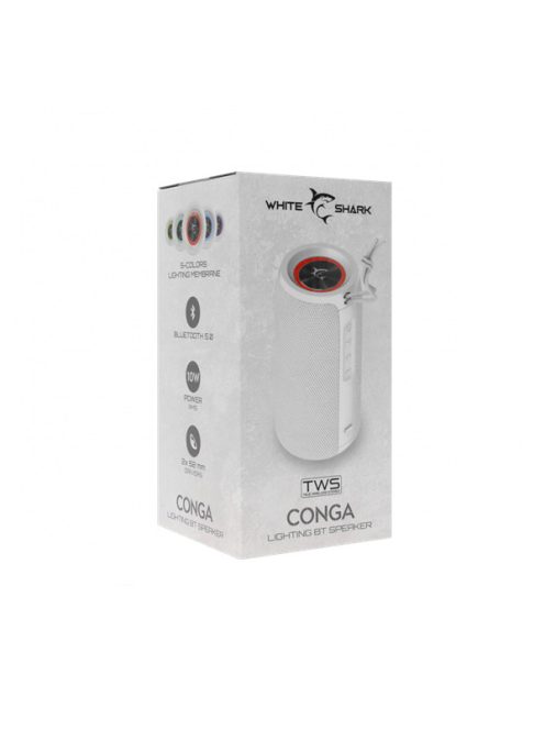 WHITE SHARK CONGA Bluetooth Hangszóró, 10 W, BT 5.0, Fehér