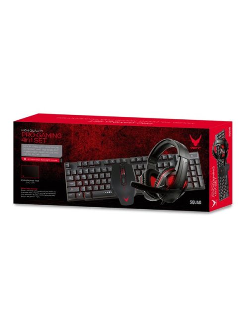 VARR gamer vezetékes billentyűzet + egér + fejhallgató szett, állítható RGB, USB, EN, 1000-3200DPI