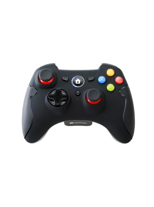 CANYON Gamepad, Vezeték Nélküli, DualMotor, 15 gombos, elemmel, fekete - CND-GPW6