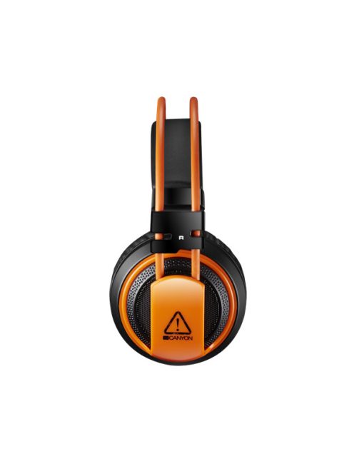 CANYON Vezetékes Headset, Corax, LED Világítás, Memória habos párnák, fekete-narancs - CND-SGHS5A