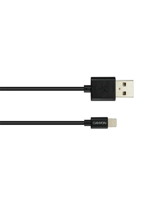 CANYON Töltőkábel, USB - LTG, Apple kompatibilis, fekete - CNS-MFICAB01B