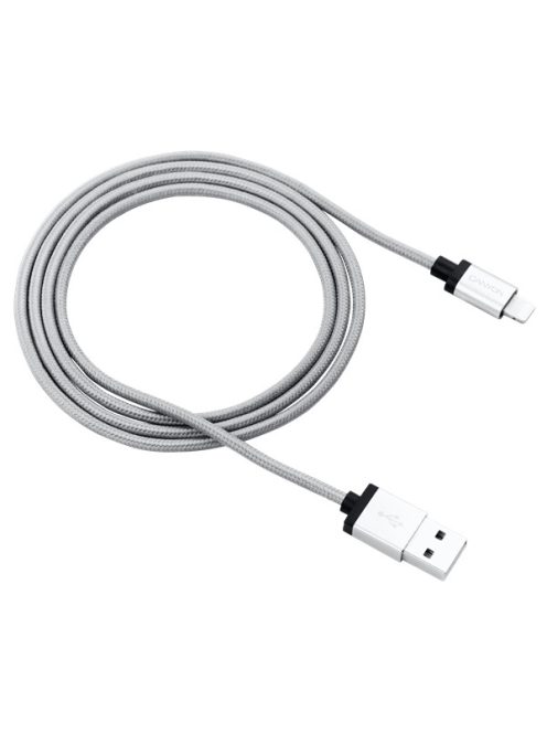CANYON Töltőkábel, USB - LTG, Apple kompatibilis, Szövetborítás, 1m, szürke - CNS-MFIC3DG