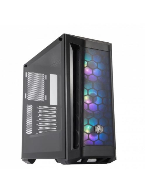 COOLER MASTER Ház Midi ATX MasterBox MB511 ARGB Tápegység nélkül, Fekete Üvegfalú