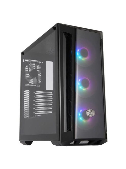 COOLER MASTER Ház Midi ATX MasterBox MB520 ARGB + 4db Ventilátor, Tápegység nélkül, Üvegfalú, Fekete