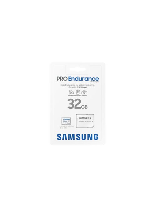 SAMSUNG Memóriakártya, PRO Endurance microSD kártya 32GB, CLASS 10, UHS-I (SDR104), + SD Adapter, R100/W30