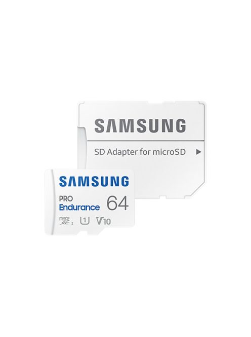 SAMSUNG Memóriakártya, PRO Endurance microSD kártya 64GB, CLASS 10, UHS-I (SDR104), + SD Adapter, R100/W30