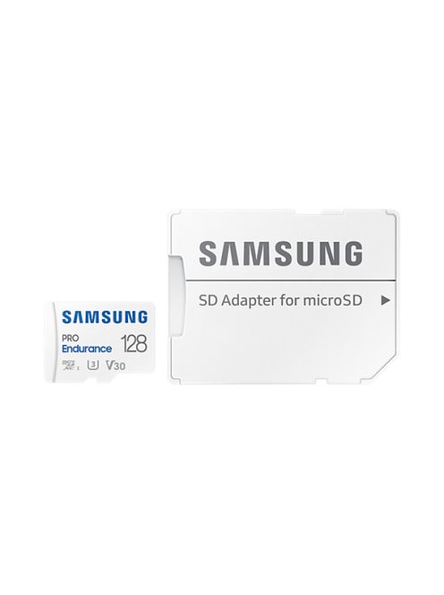 SAMSUNG Memóriakártya, PRO Endurance microSD kártya 128GB, CLASS 10, UHS-I (SDR104), + SD Adapter, R100/W40