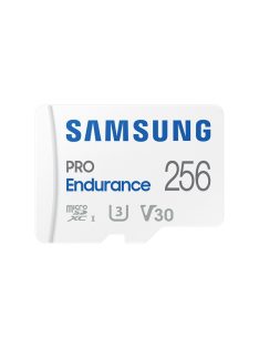   SAMSUNG Memóriakártya, PRO Endurance microSD kártya 256GB, CLASS 10, UHS-I (SDR104), + SD Adapter, R100/W40