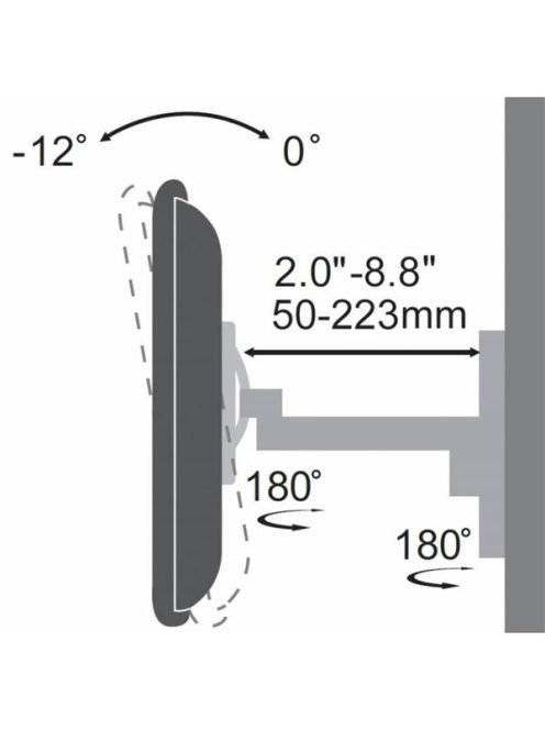 SBOX LCD-901 fali konzol, dönthető, forgatható, 100x100, 13"-30", max 30 kg