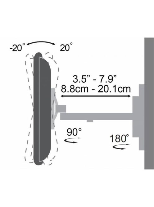 SBOX LCD-441 23“ - 55“ karos fali konzol, dönthető, forgatható, 400x400, max. 30 kg