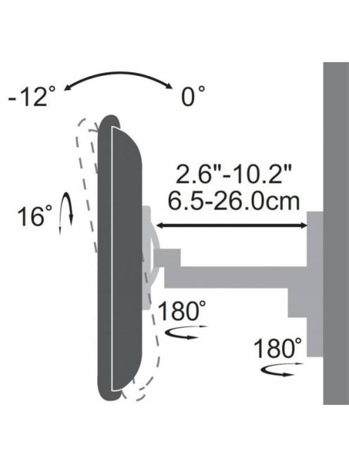 SBOX LCD-2901 fali konzol, dönthető, forgatható, 19"-37", 200x200, max 25 kg