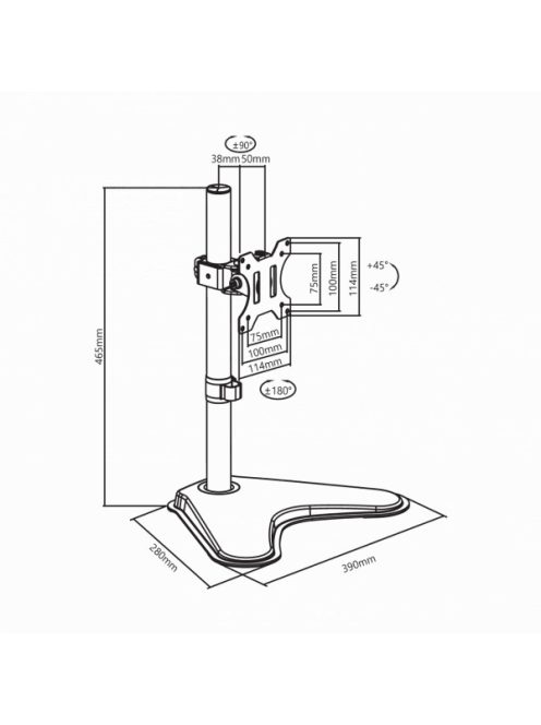 SBOX LCD-F012 Asztali monitor tartó konzol, dönthető, forgatható, 13"-32", 100x100, max 8 kg
