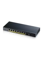 ZYXEL Switch 10x1000Mbps(8xPOE) + 2xGigabit SFP, Fémházas Menedzselhető (8GbE port), GS1900-10HP-EU0102F