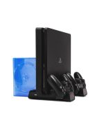 FROGGIEX PS4 Kiegészítő Konzol hűtő + Töltő állomás + Játék tartó Fekete, FX-P4-C3-B