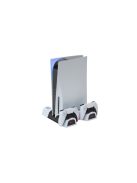 FROGGIEX PS5 Kiegészítő Konzol hűtő + Töltő állomás + Játék tartó + Headset tartó Fehér, FX-P5-C3-W
