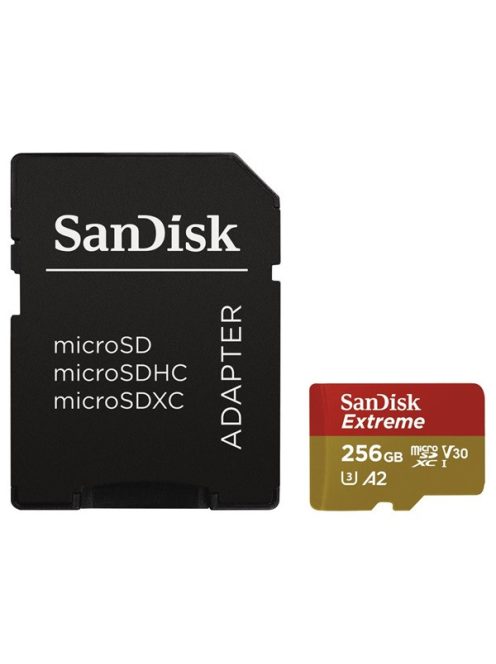 SANDISK 121587, MICROSD EXTREME KÁRTYA 256GB, 190/130 MB/s, A2 C10 V30 UHS-I U3