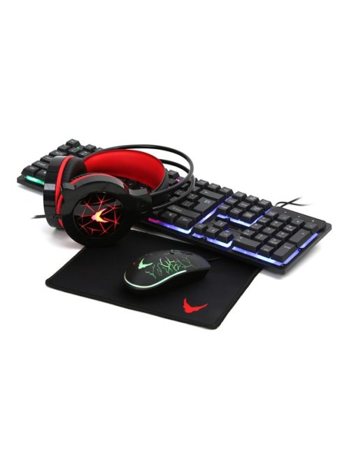 VARR gamer vezetékes billentyűzet + egér + fejhallgató szett, állítható RGB, USB, EN, 1000-1600DPI