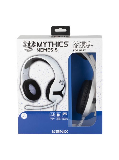 KONIX - MYTHICS PS5 Fejhallgató Nemesis Vezetékes Gaming Stereo Mikrofon, Fehér