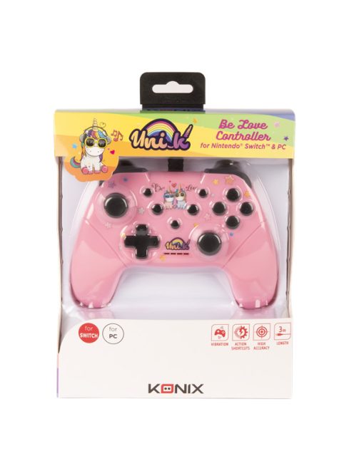 KONIX - UNIK "Be Love" Nintendo Switch/PC Vezetékes kontroller, Színes