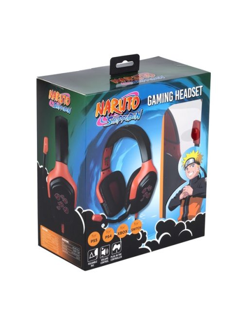 KONIX - NARUTO "Akatsuki" 2.0 Fejhallgató Vezetékes Gaming Stereo Mikrofon, Fekete-Piros