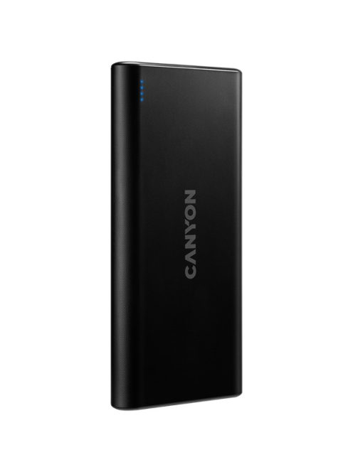 CANYON Powerbank, 10000mAh, USB-C/microUSB Input, 2xUSB Output, 5V-2,1A, fekete - CNE-CPB1006B