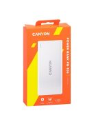 CANYON Powerbank, 10000mAh, USB-C/microUSB Input, 2xUSB Output, 5V-2,1A, fehér - CNE-CPB1006W