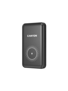   CANYON Vezeték Nélküli Powerbank, 10000mAh, USB-C/microUSB Input, USB-A/USB-C Output, 12V-1,5A, fekete - CNS-CPB1001B