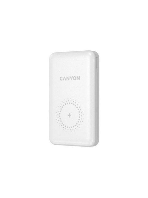 CANYON Vezeték Nélküli Powerbank, 10000mAh, USB-C/microUSB Input, USB-A/USB-C Output, 12V-1,5A, fehér - CNS-CPB1001W