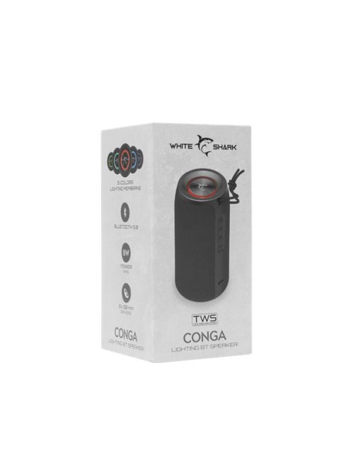 WHITE SHARK CONGA BLUETOOTH HANGSZÓRÓ 8W, TWS, fekete, IPX6