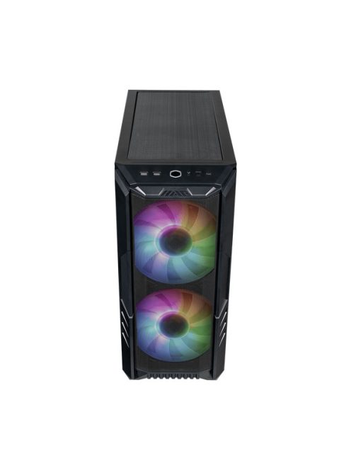 COOLER MASTER Ház Midi ATX HAF 500 ARGB + 4db Ventilátor, Tápegység nélkül, Üvegfalú, fekete