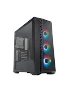 COOLER MASTER Ház Midi ATX MasterBox 520 + 3db Ventilátor + HUB, Tápegység nélkül, Üvegfalú, fekete