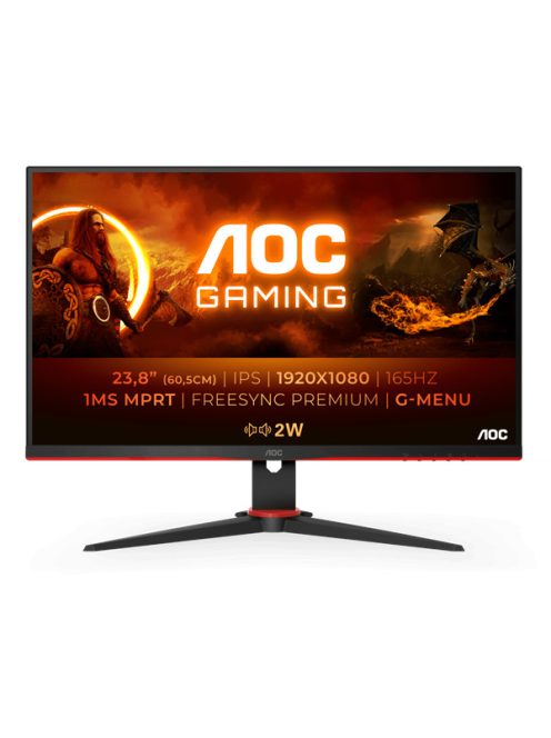 AOC Gaming 165Hz IPS monitor 23.8" 24G2SPAE/BK, 1920x1080, 16:9, 300cd/m2, 1ms, VGA/2xHDMI/DisplayPort, hangszóró