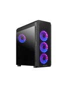 CHIEFTEC Ház ATX, Gaming Scorpion 4 A-RGB + 4xRGB Ventilátor + RGB Kontroller, Táp nélkül, Edzett Üveg, fekete