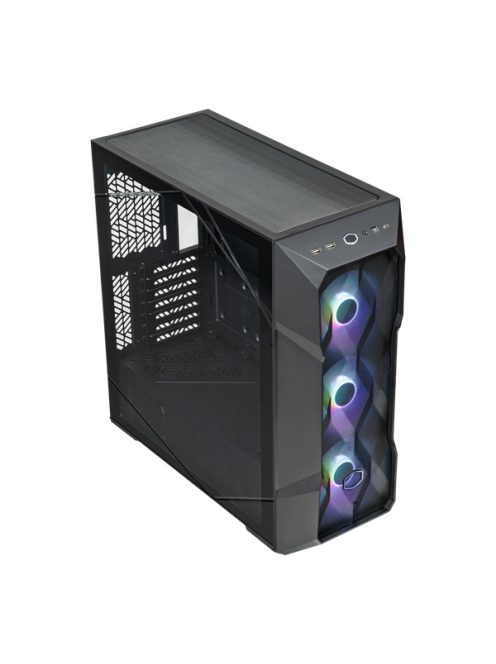 COOLER MASTER Ház Midi ATX MasterBox TD500 MESH V2 ARGB + 3db Ventilátor, Tápegység nélkül, Üvegfalú, fekete