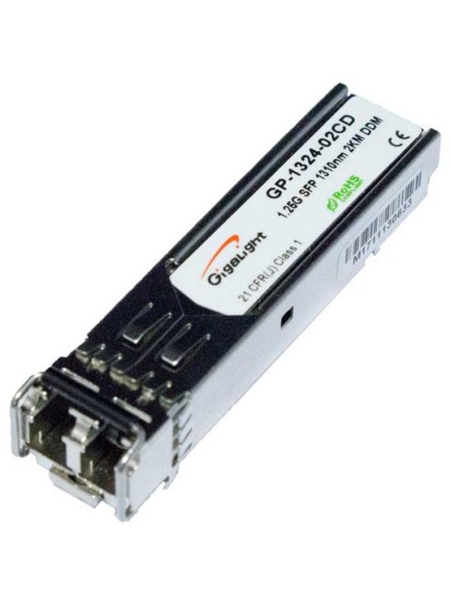 GIGALIGHT Modul SFP, 1.25G, 1310nm, 2km távolság (MM), 0~70 hőm. tart., DDM funkció