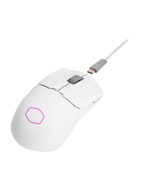 COOLER MASTER Vezeték Nélküli Egér MM712 Gaming, Optikai, 6 gombos, 19000dpi, RGB világítás, Fehér