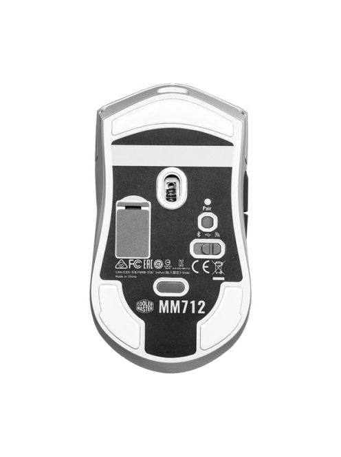 COOLER MASTER Vezeték Nélküli Egér MM712 Gaming, Optikai, 6 gombos, 19000dpi, RGB világítás, Fehér