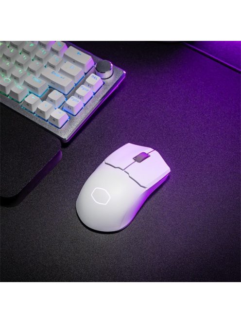 COOLER MASTER Vezeték Nélküli Egér MM712 Gaming, Optikai, 6 gombos, 19000dpi, RGB világítás, Fehér