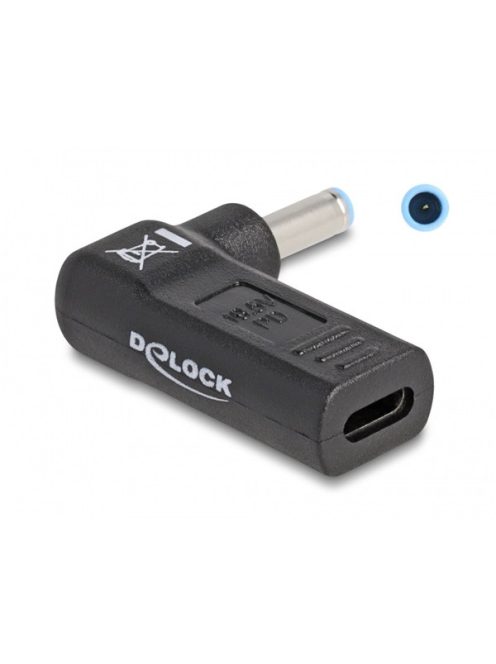 DELOCK Átalakító Laptop töltőkábel USB Type-C female > HP 4.5 x 3.0mm male 90 fokos