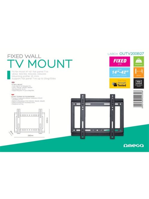 OMEGA fali rögzítő konzol, TV, VESA 200, 14-42
