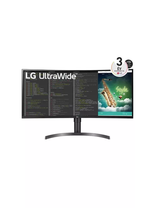 LG ívelt VA monitor 35" 35WN75CP, 3440x1440, 21:9, 300cd/m2, 5ms, 2xHDMI/DisplayPort/USB-C/2xUSB, hangszóró