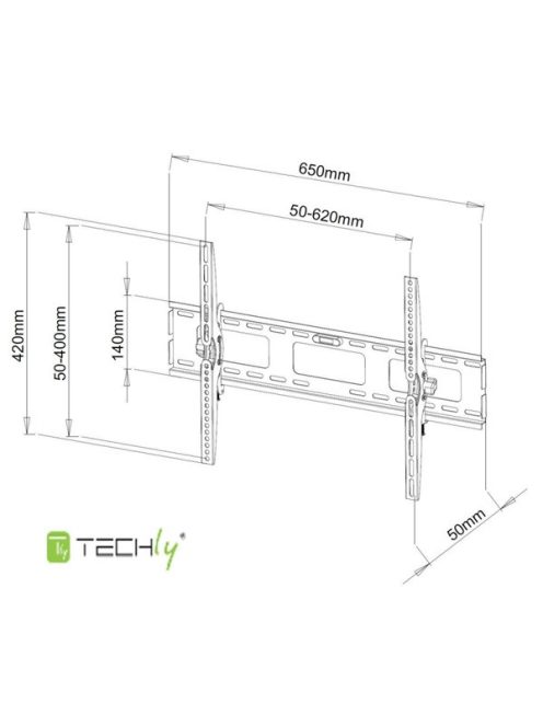 TECHLY ICA-PLB 131L dönthető fali konzol 40-65" LCD kijelzőhöz, fekete