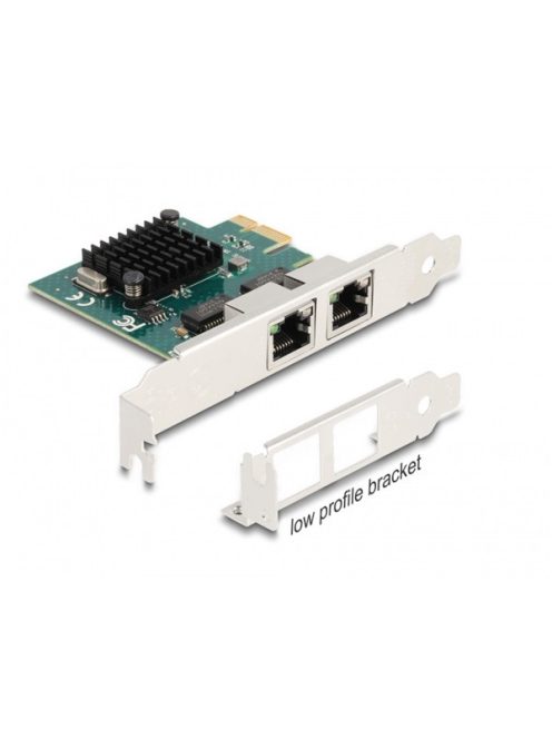 DELOCK PCI-E x1 Bővítőkártya > 2x RJ45 Gigabit LAN BCM