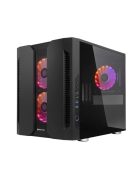 CHIEFTEC Ház Gaming Chieftronic M2 GM-02B-OP, mATX, 3xRGB Ventillátor + RGB Kontroller, Edzett Üveg oldalak, fekete